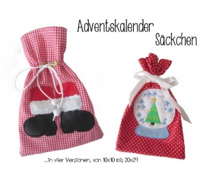 Stickdatei ITH - Adventskalender Säckchen Beutel